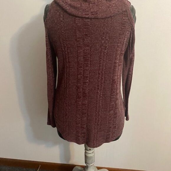Lola Grace Burgundy Knit off the shoulder cowl neck sweater, size M - Picture 2 of 3
